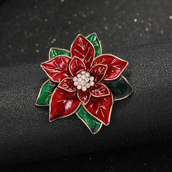 Rød julestjerne broche, julerød julestjerne blomsterbroche, velegnet til piger.