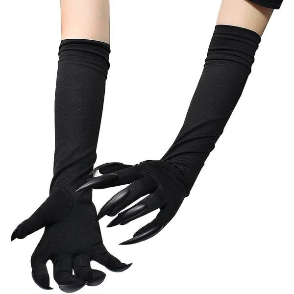 Aikuiset Halloween Claws Pitkät Mustat Eläimen Tassut Käsineet Pelottavan pitkät Kynnet Hauska Ghost Cosplay Puku Käsineet Fancy Mekko Naisille Miehille Black