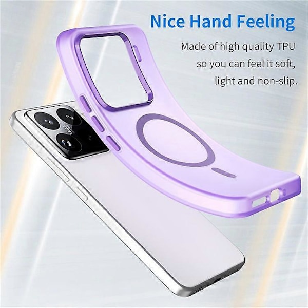 Kompatibel med Xiaomi 15 Pro Deksel Kompatibel med MagSafe TPU + PC Slank Matt Gjennomsiktig Telefondeksel Purple