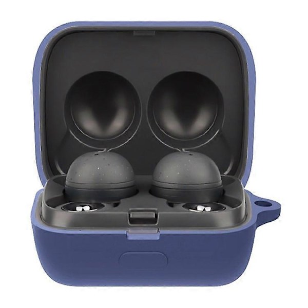 Yhteensopiva Sony LinkBuds -kuulokkeiden silikonikotelon kanssa, yksivärinen nappikuulokkeiden latauskotelon suojus soljella DarkBlue