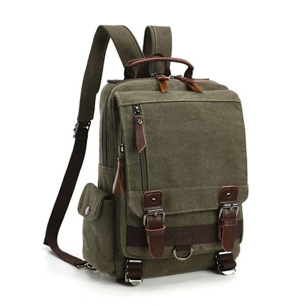 ny liten canvas ryggsäck män Reseryggsäck Multifunktionell axelväska för kvinnor Laptop ryggsäck Skolväskor Dam Daypack army green 2