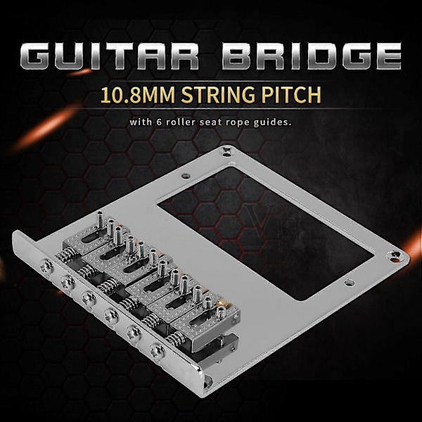 6 Roller Saddle 6-strängad Humbucker Gitarrstall för Tele Gitarr (Krom)