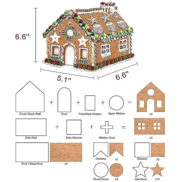2023 - Pepperkakehussett, 10 stk 3D-kjeksformer i rustfritt stål til jul