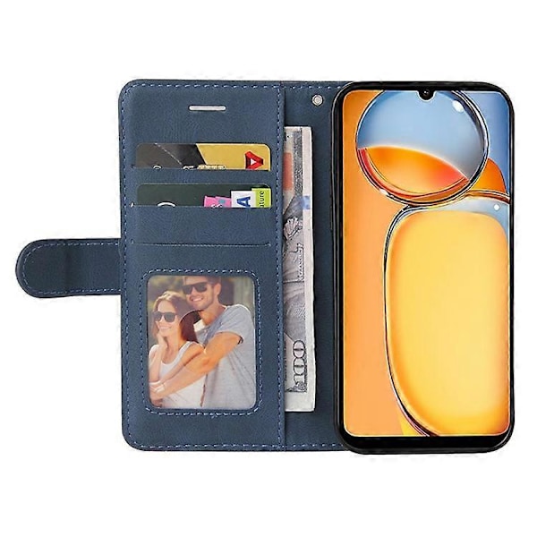 KT Leather Series-1 Yhteensopiva Xiaomi Redmi 13C / Poco C65 4G -puhelimen kanssa, nahkajäljitelmä, pudotussuoja Blue