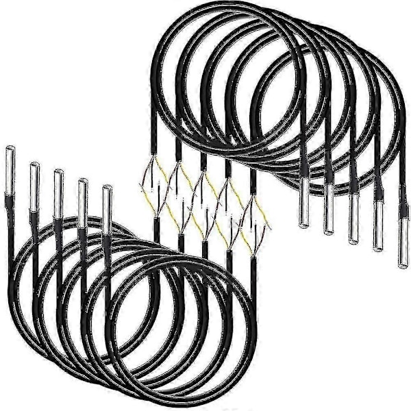 10 stk. Vandtæt DS18b20 Temperatursensor, Digital Temperatur Termisk Kabel Temperatur (-55- +