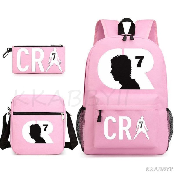 CR7 Skolväskor 3st Stor bokryggsäck för tonåringar Pojkar Flickor Resebärbar dator Mochila Escolars Khaki