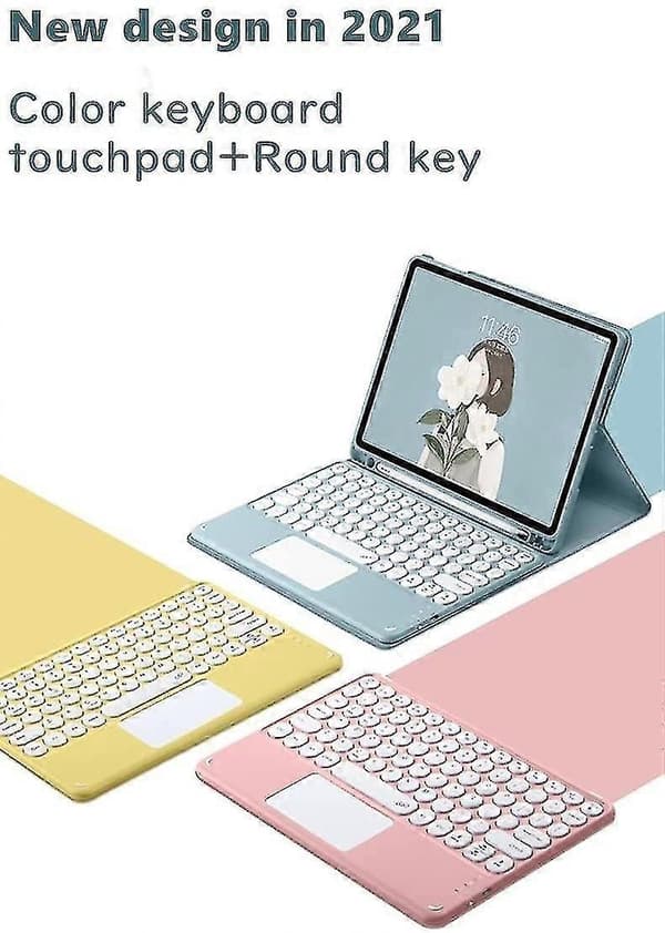 iPad Pro 12.9 tommer Avtakbart Touch Bluetooth Rund Tastatur Etui (Gul)