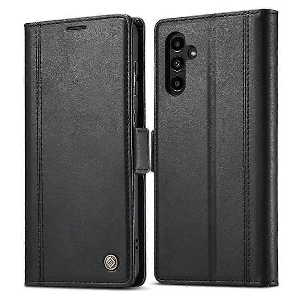 LC.IMEEKE Yhteensopiva Samsung Galaxy A55 5G -kotelo Magneettinen PU-nahkakansi Hardware-logolla Black