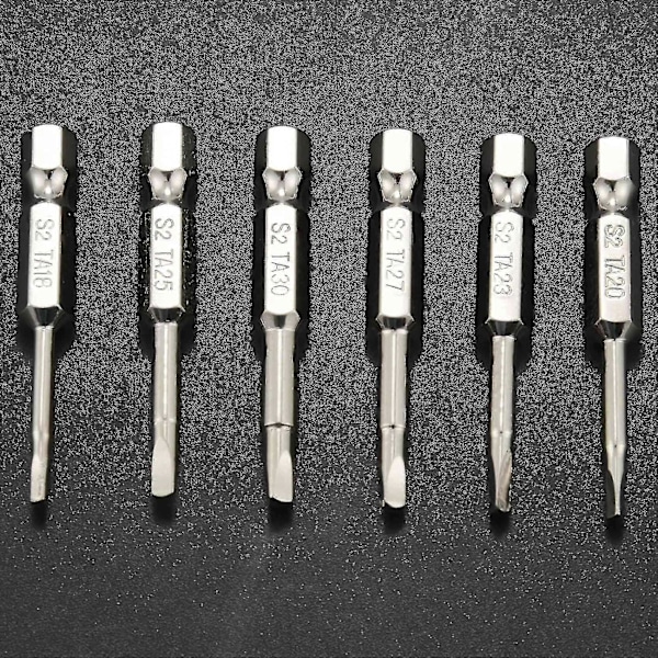 6 kpl S2-terästä kolmioruuvikärkiä magneettinen ruuvimeisselin kärki liukumaton kolmioruuvikanta 1.8/2/2.
