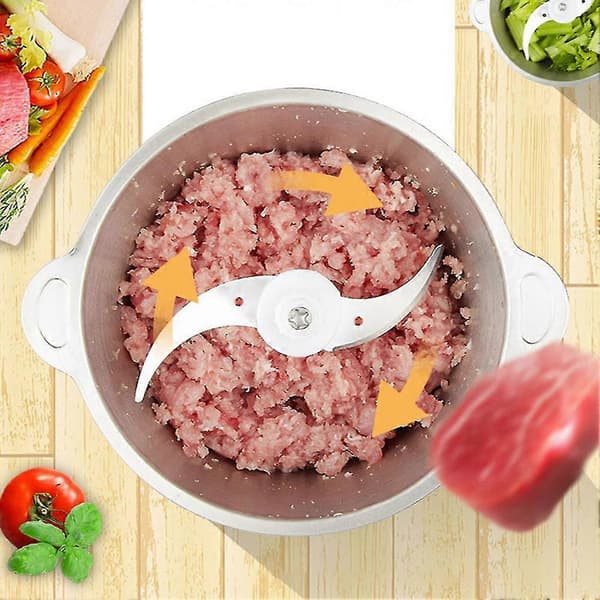 Food Chopper Rustfrit Stål 2l Elektrisk Foodprocessor Kød Hakker Blender Mixer Maskine Kitche (sammenfiltring)