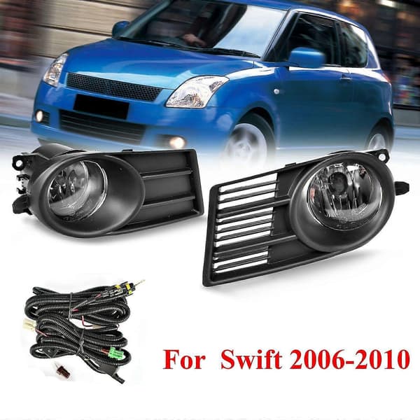Frontfanger Tåkelys Tåkelyktdeksel med Pære H11 Bryterledning Bezel for Swift 2006 2007 2008 2009 2010