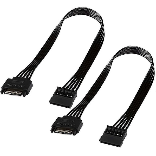 1 stk. SATA strømforsyningsforlængerkabel, 15-benet SATA han til hun forlænger strømkabeladapter til harddisk HDD, SSD, 30 cm