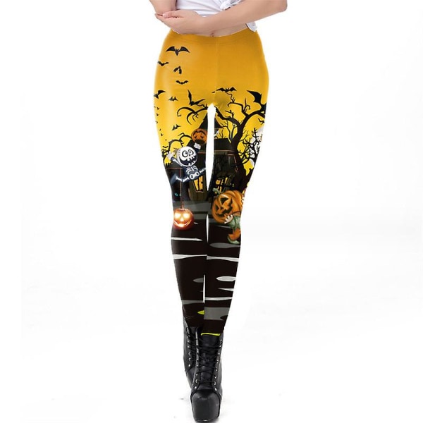 Halloween Leggings för kvinnor Roliga grafiska stretchiga byxor style 2 M