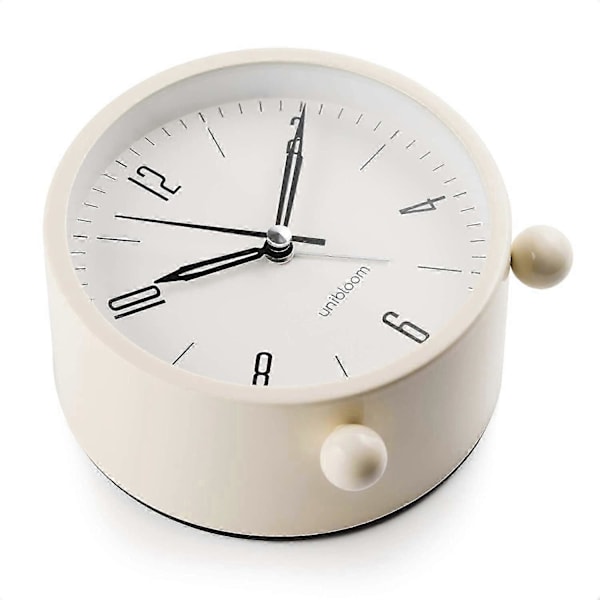 Kampanj Silent Väckarklocka - Icke Tickande Analog Väckarklocka med Varmt Ljus - Minimalistisk Rund