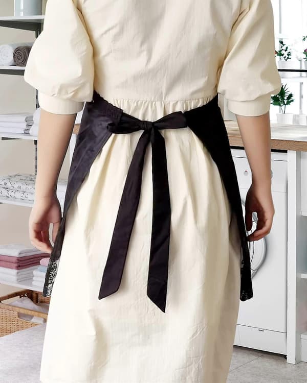 Kort midjeförkläde spets halvt förkläde retro polyester damförkläde köksförkläde blomsteraffär restaurang café keramik hotell-ZZY