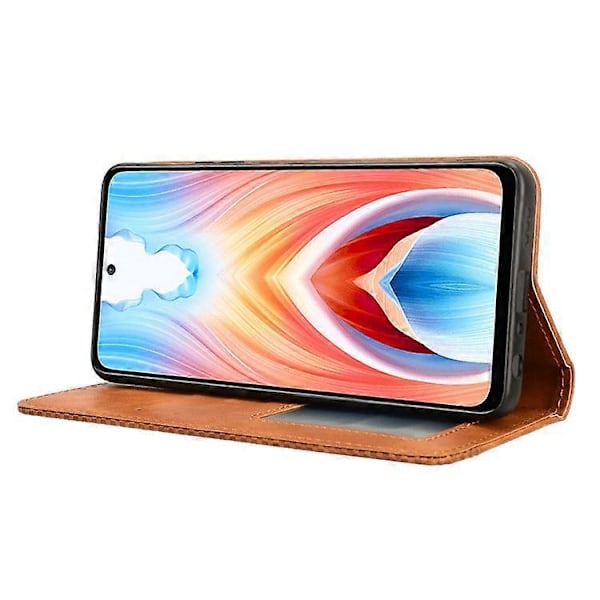 Kompatibelt Skal för Oppo A79 5G / A2 5G Retro PU Läder Magnetisk Självstängande Plånboksfodral Brown
