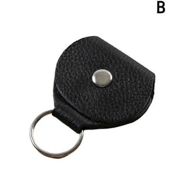 Ægte Læder Nøglering Guitar Plektrum Holder Etui Taske .HURTIG