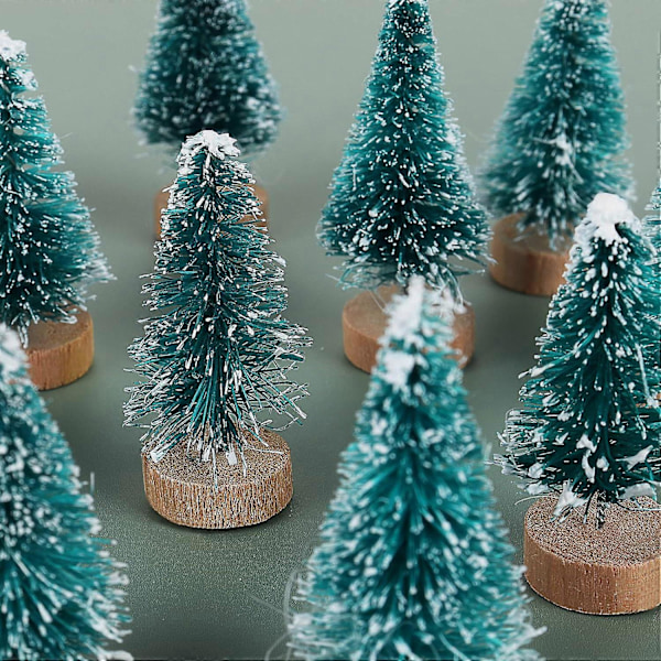 Parti 12 flaskborstar i form av julgranar, små julgranar, miniträd för konstnärliga projekt, julkakor och presenter Grön/Vit