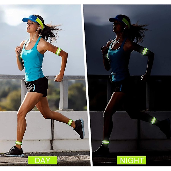 4 Stycken Reflexband Hög Synlighet Reflexband Reflexremmar Tejp Armband Reflexutrustning för Kvinnor Män Löpning Cykling Promenader