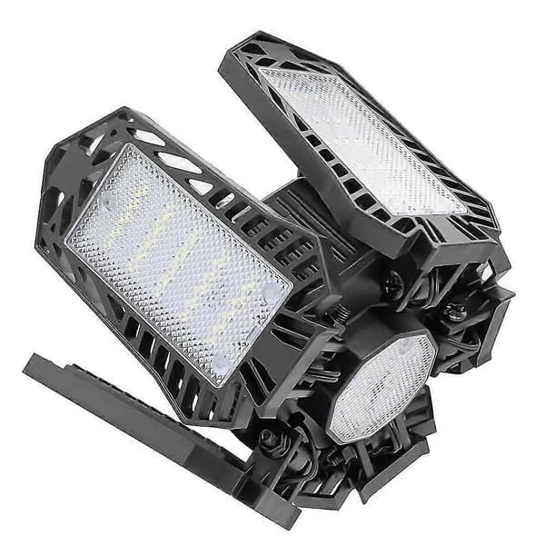 garage led - 30w - deformerbare led loftslamper med 5 justerbare paneler - e26 / e27 - værkstedsbelysning til stue eller kælder poolbord, sort