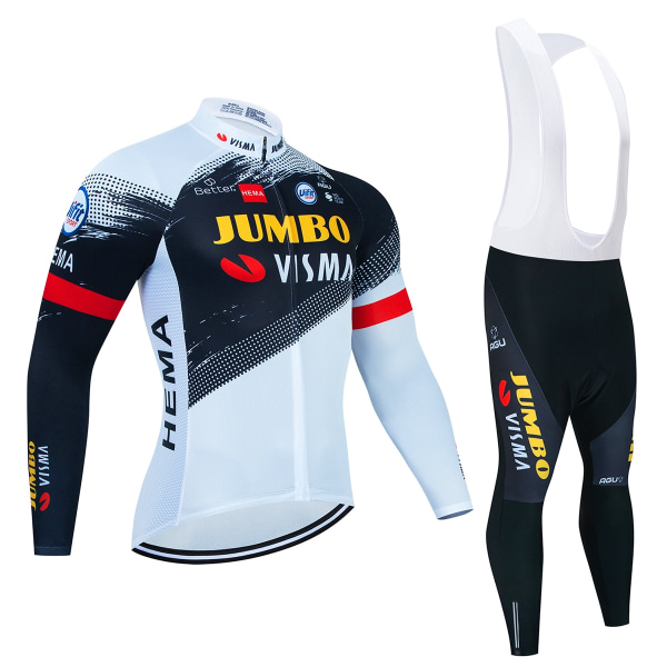 2023 JUMBO Långärmad Cykeltröja Set haklapp Byxor Ropa Ciclismo Cykelkläder MTB Cykeltröja Höstuniform Herrkläder Red 4XL