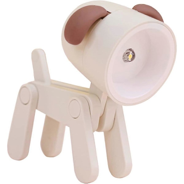 Sarjakuva Mini Yövalo DIY Söpö Koira LED Pöytävalaisin Kannettava Säädettävä Yövalo Silmien Suojaus Sisustus Lahja (Beige)