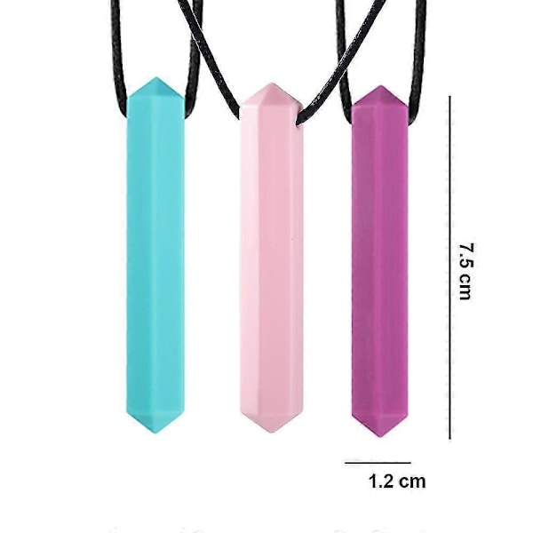 3 stk. Børne Silikone Tyggesmykke - Himmelblå+pink+lilla