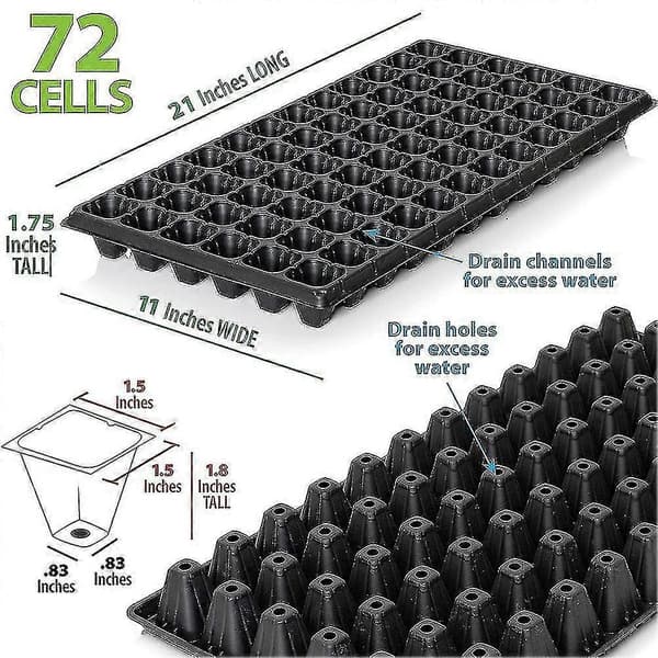 10-pack Fröstartset, 72-cells Såddbrickor Trädgårdsgroning Odlingsplattor Växtstartset