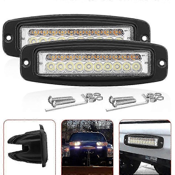 2x 7 Tommer Dual-farve 100w Led Arbejdslys Bar Planmonteret Flood Køre Tågelygte (haoyi)