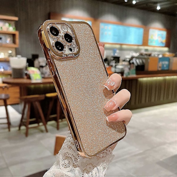 Kompatibelt med iPhone 13 Pro Max Glitter Plätering Skal, Lyxigt Bling Glittrigt Skinande Klart Skal för iPhone 13 Pro Max 6.7\" Kameraskydd Mjuk TPU Sh