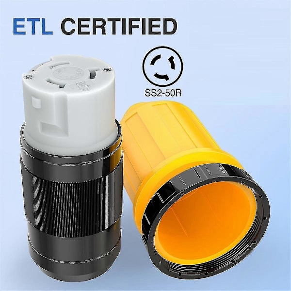 50AMP RV Strømkabel Twist Lock Plugg med Boot Låsedeksel 125/250V Hunn Låsende Landstrøm Erstatningsinntak