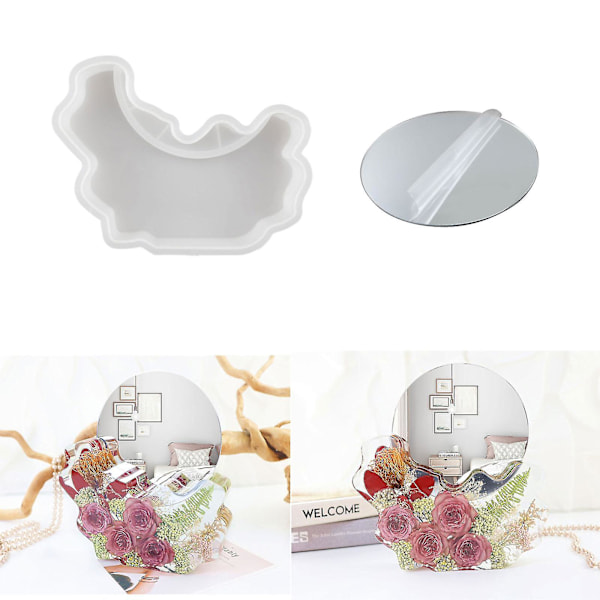 Makeup Spejl Epoxy Silikoneform Krystal Irregulær Geometri Form Med Linse-fg