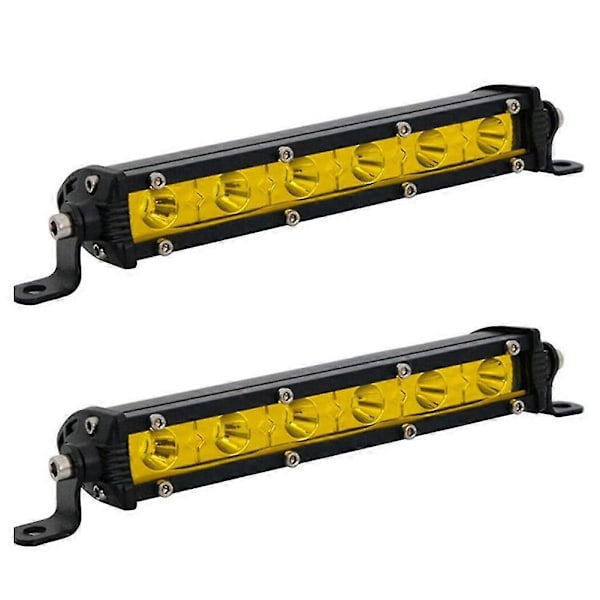 2 stk. 7 tommer 6 LED 18W gule LED arbejdslys projektør kørelys sæt med relæ ledning Ha