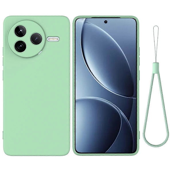 Kompatibel med Xiaomi Poco F7 Pro 5G / Redmi K80 5G Cover Flydende Silikone Telefon Bagside Cover med Håndrem Green