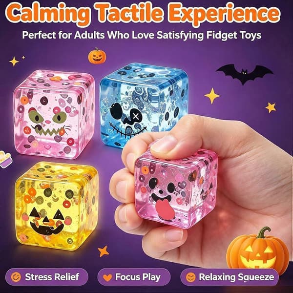 Halloween Ice Cube Shape Squishy Toy, Långsamt stigande klämleksak för stresslindring för inomhus utomhus hemmafestlayout B(Random 5cm 1pcs)