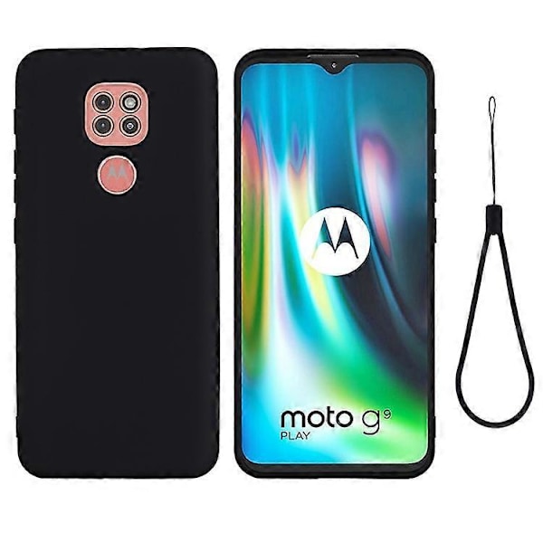 Pehmeä nestemäinen silikonipuhelinkuori, yhteensopiva Motorola Moto G9 Play -puhelimen kanssa Black