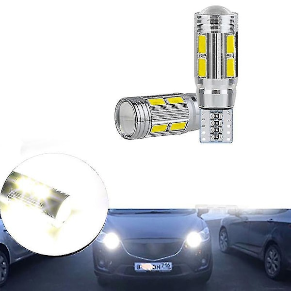 2 stk. W5W T10 12V 6000K 5630 10 SMD Bil LED Pære Canbus Nummerplade Kile Side Blinklys Super Lys Hvid