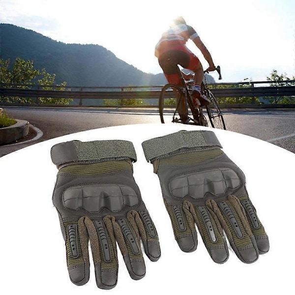 Motorcykelhandskar Hårda Knogar Andningsbara Bra Grepp Anti-Slip Hel Finger Powersports Handskar för Skogsarbete Tung Industri Grön XL