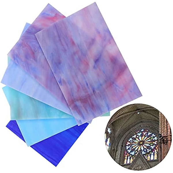 EXCEART Farvede Glasplader Store Katedralglas Mosaikfliser Glaspakker Mosaikkunstglas til Håndværk Farvede Glasprojekter Og Mosaikkunst 6 stk