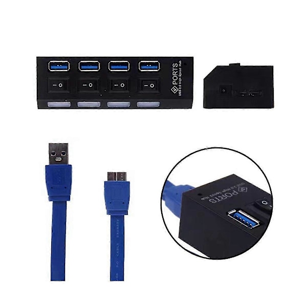Usb 3.0 Virtalähde 4 Porttia Multi Usb Splitter Hub 3.0usb Hub 50cm Kaapeli Hub Telakointiasema Eu P