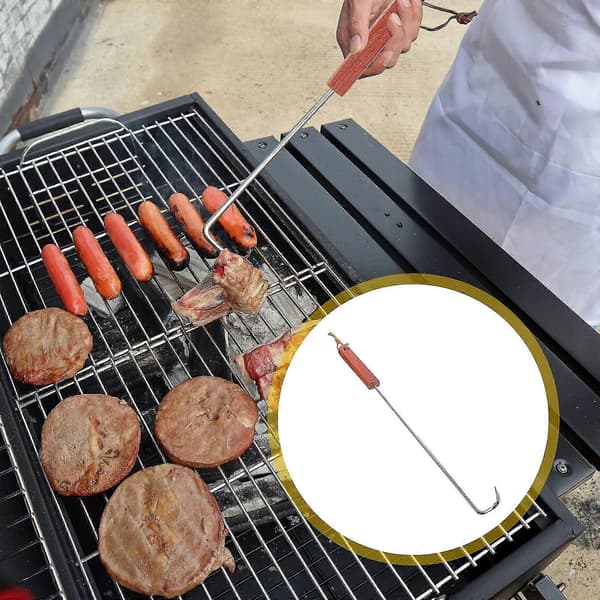 1 stk. madvender i rustfrit stål grillvender BBQ-krog køkkenredskab