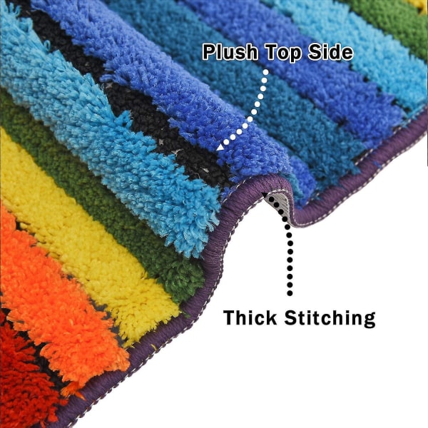 Tflycq Rainbow värikäs kylpyhuonematto 19 x 27 tuuman vesipehmeä mikrokuitupehmo vettä imevä paksu kylpymatto Konepestävä liukumaton ovimatto Rec