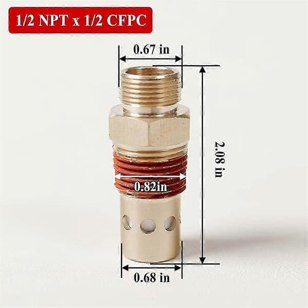 CAC-437-2 Luftkompressor Backventil, Mässing 1/2 NPT & 1/2 CFPC Anslutningar i Ventilbyte, 0.75 X 0 Utgåva 2