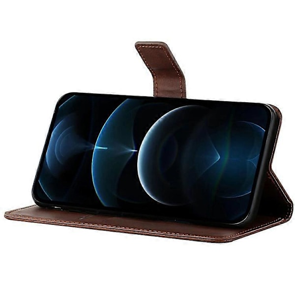 Läder Telefonskal Kompatibelt För Samsung Galaxy S23 FE, Plånboksställ Präglat Telefonfodral Brown