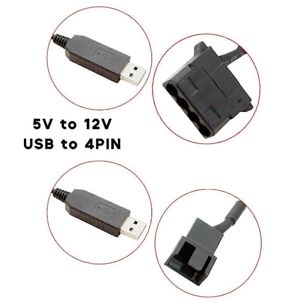 USB til 4-pin computerkabinet blæser adapterledning 5V til 12V boost line adapterkabel