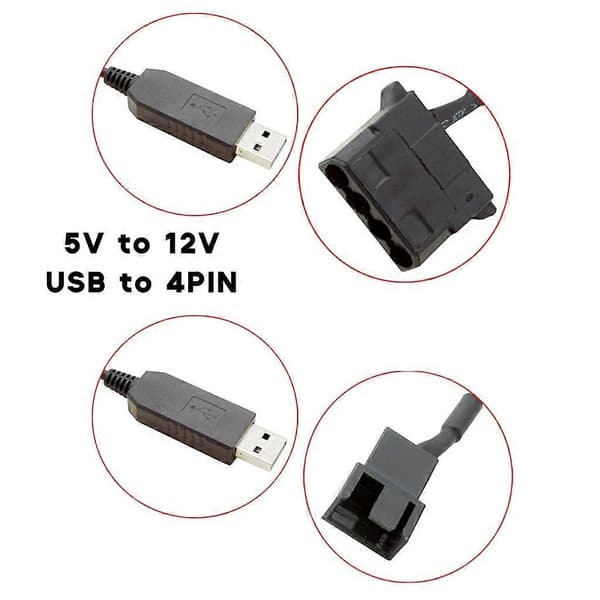 USB till 4-Pin Datorfläkt Adapterkabel 5V till 12V Boost Linje Adapterkabel