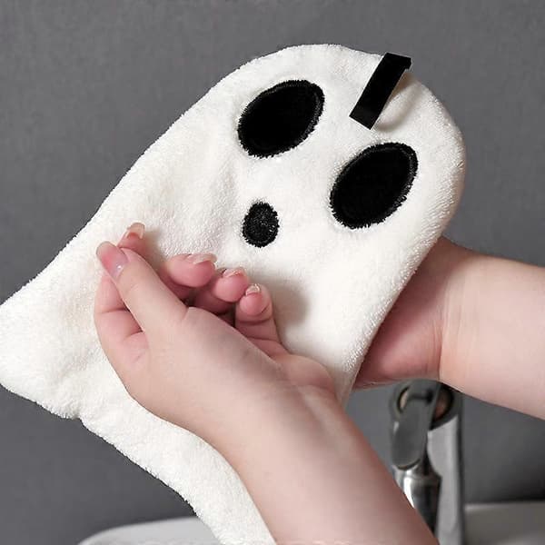 2-pak Halloween Spøgelse Håndklæder, Koralfleece, 23cm x 19cm