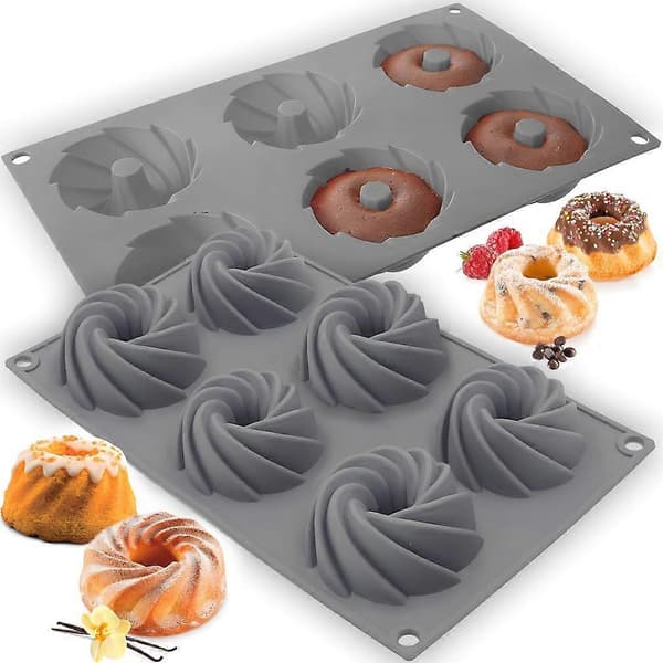 Silikone muffinsforme til 6 muffins, bageforme, muffinkasser, kageforme, muffinbageforme, genanvendelige muffinsforme