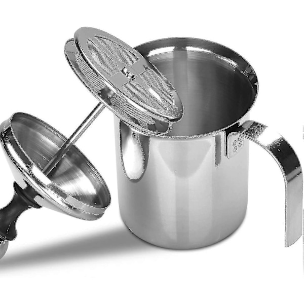 400ml Manuell Melkeskummer i Rustfritt Stål - Dobbelt Mesh Skumkopp