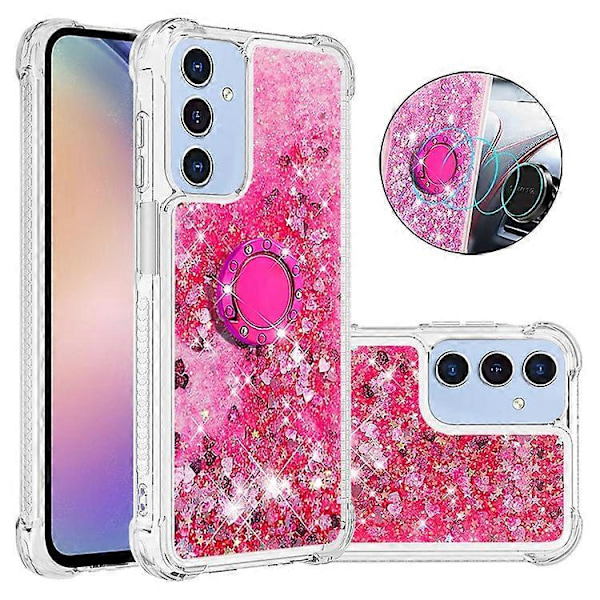 YB Quicksand Series-7 Kompatibel med Samsung Galaxy A15 5G Deksel Flytende Glitter Paljetter TPU Støtte Telefondeksel Pink